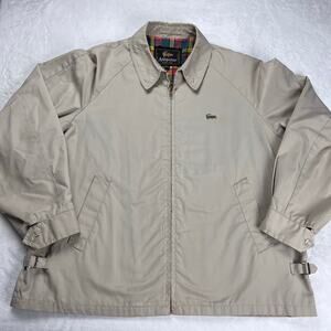 Alligator Mens Tan Vintage Harrington Bomber Jacket Coat Size 44R XL Plaid Liner